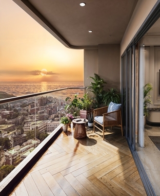 Open layout with all balcony homes desktop