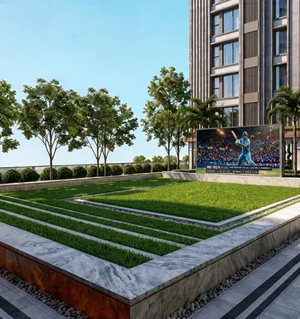 Social lawn with screen desktop